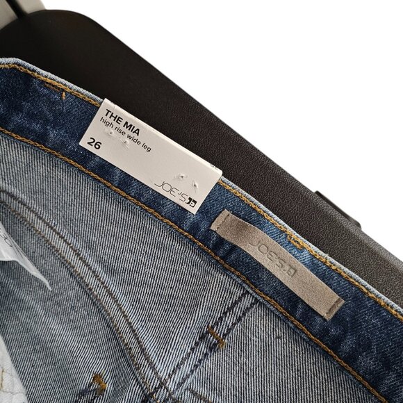 Joe's Jeans Mia Foil High-Rise Wide-Leg Jeans, Party Indigo, Metallic, Size 26 - Picture 9 of 10